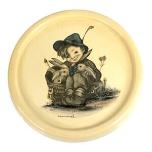 Berta Hummel Playmates Wall Hanging 7” Chalkware Boy Bunny Rabbits Plaque Vtg